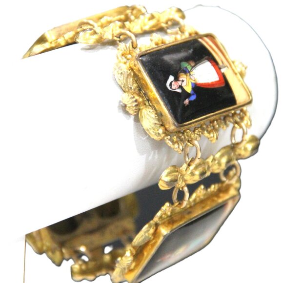 ANTIQUE GEORGIAN HAND PAINTED FOUR PANEL PORTRAIT BRACELET - Picture 3 of 8